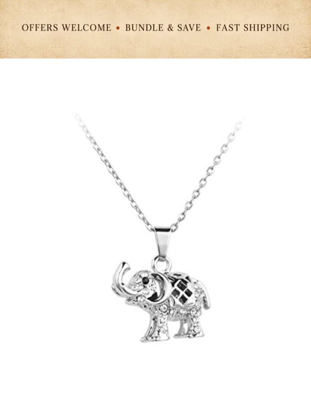 Lucky Elephant Pendant Necklace Choker 925 Sterling Silver Good Luck Charm Gift